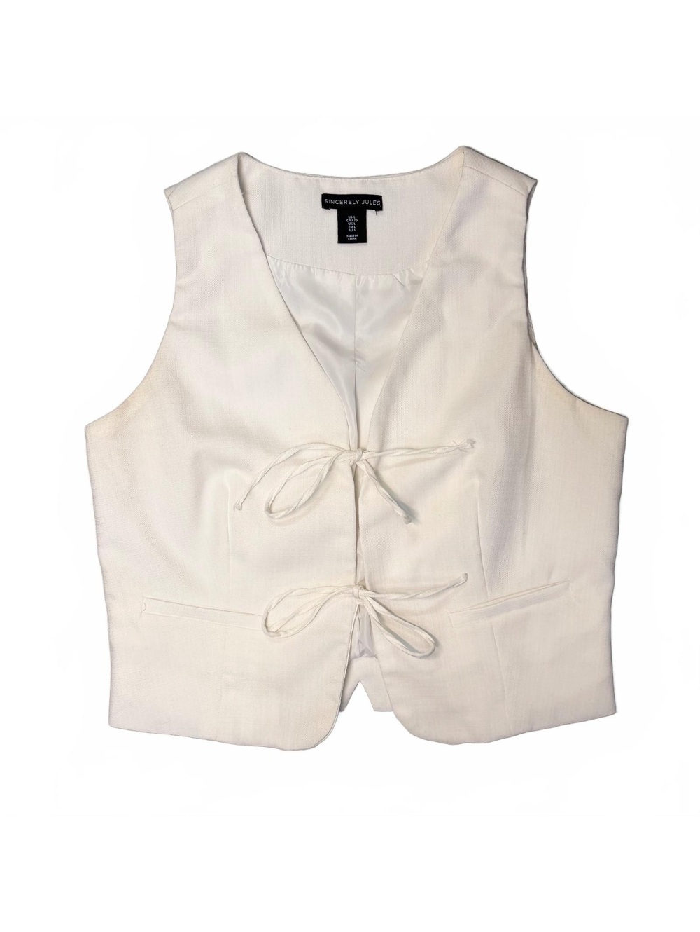 Sincerely Jules White Sleeveless Tie-Front Vest Size L